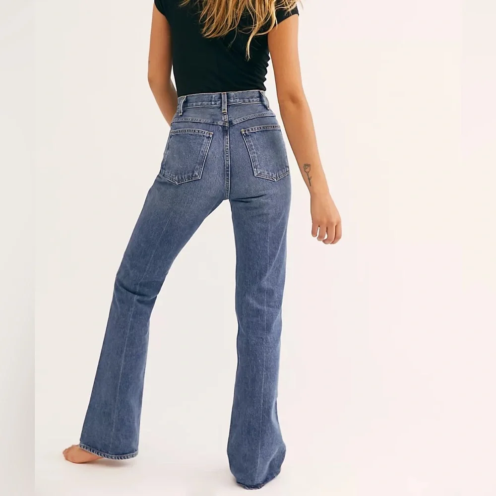 Free People High Rise Raw Hem Flare Jeans - Picture 1 of 9